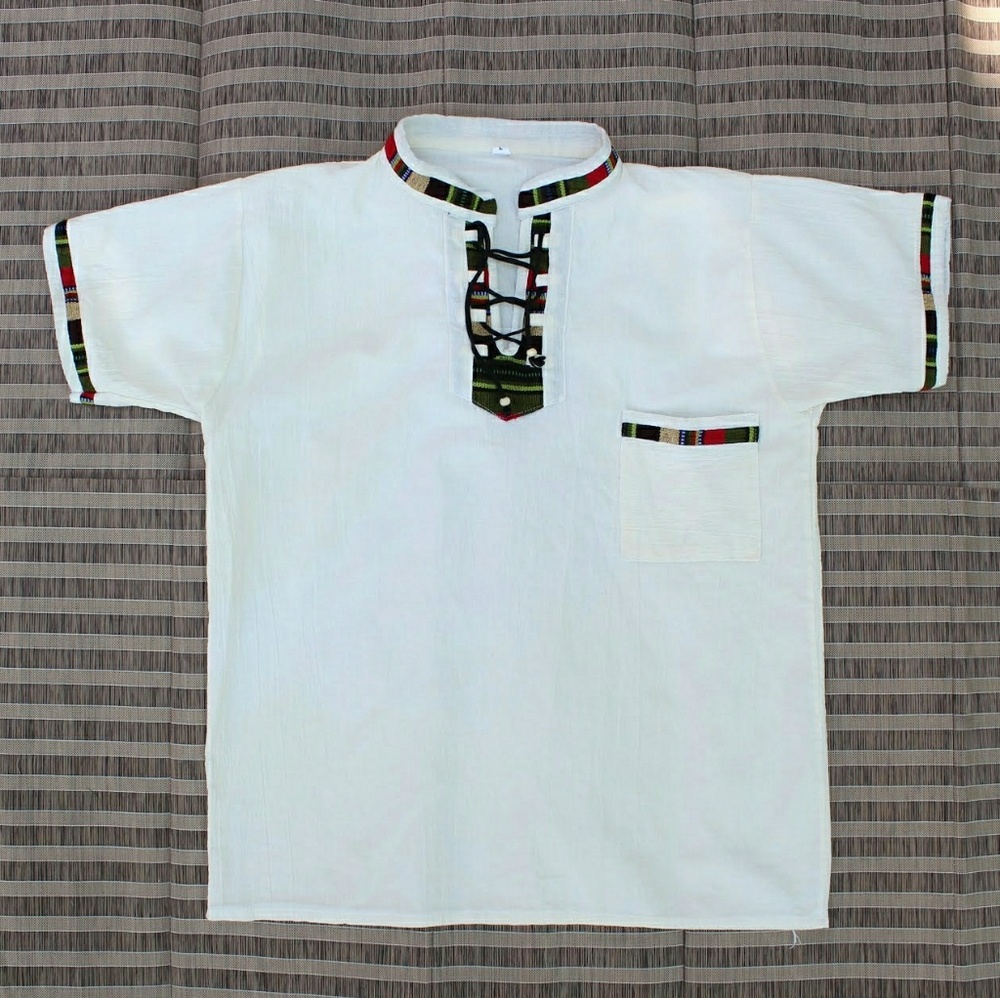 Linen drawstring guayabera shirt